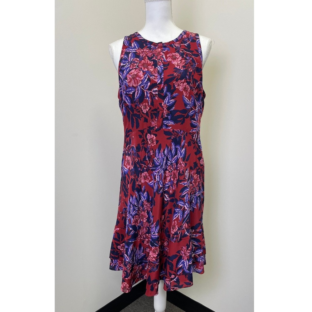 Rebecca Taylor Silk Floral Sleeveless Tiered Ruffle Dress 12 Feminine Summer